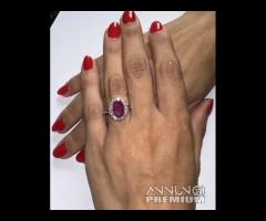 ANELLO ORO 18kt. CON DIAMANTI E RUBINO BIMRANO - 6