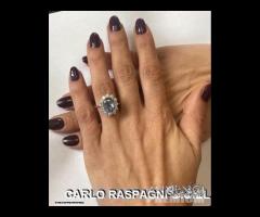 ANELLO ORO 18kt. DIAMANTI E ZAFFIRO CERT. 5,90