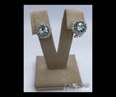 ORECCHINI ORO 18kt. CON DIAMANTI ED ACQUAMARINE