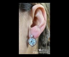 ORECCHINI CUORE ORO 18kt. DIAMANTI ED ACQUAMARINE