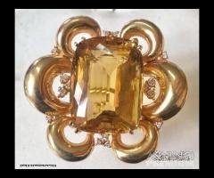 GRANDE ANELLO VINTAGE ORO DIAMANTI E QUARZO ct 30