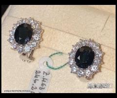 ORECCHINI ORO 18kt. DIAMANTI ZAFFIRI CERTIFICATI