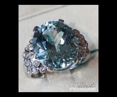 ANELLO ORO 18kt. DIAMANTI ED ACQUAMARINA ct. 6,67