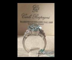 ANELLO ORO 18kt. DIAMANTI ED ACQUAMARINA ct. 6,67 - 6