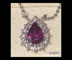 COLLANA ORO 18kt. DIAMANTI E RUBINO GOCCIA