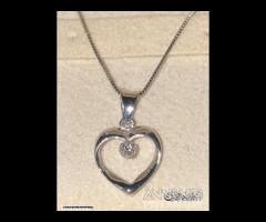 COLLANA CUORE ORO 18kt. E DIAMANTE NATURALE