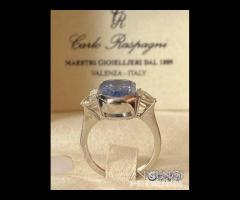 ANELLO ORO 18kt. DIAMANTI GOCCE E ZAFFIRO ct. 8,35