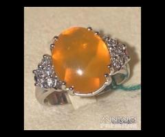 ANELLO ORO 18kt. DIAMANTI NATURALI OPALE DI FUOCO