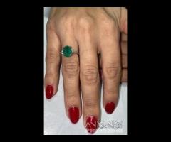 ANELLO ORO 18kt. DIAMANTI E SMERALDO OVALE - 6