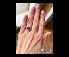 ANELLO ORO 18kt. CON DIAMANTI NATURALI E ZAFFIRO