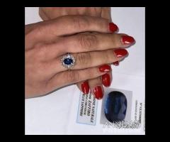 ANELLO "KATE" ORO 18kt. DIAMANTI E ZAFFIRO BLU