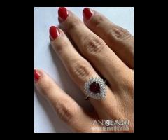 ANELLO ORO 18kt. DIAMANTI E RUBINO NATURALE CUORE - 6