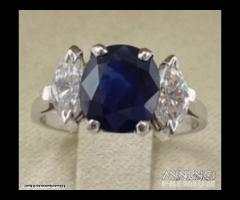 ANELLO ORO 18kt. DIAMANTI MARQUISE E ZAFFIRO 1,76