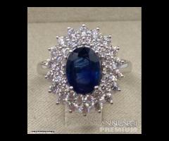 ANELLO ORO 18kt. CON DIAMANTI E ZAFFIRO BLU 1,90