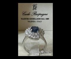 ANELLO ORO 18kt. CON DIAMANTI E ZAFFIRO BLU 1,90