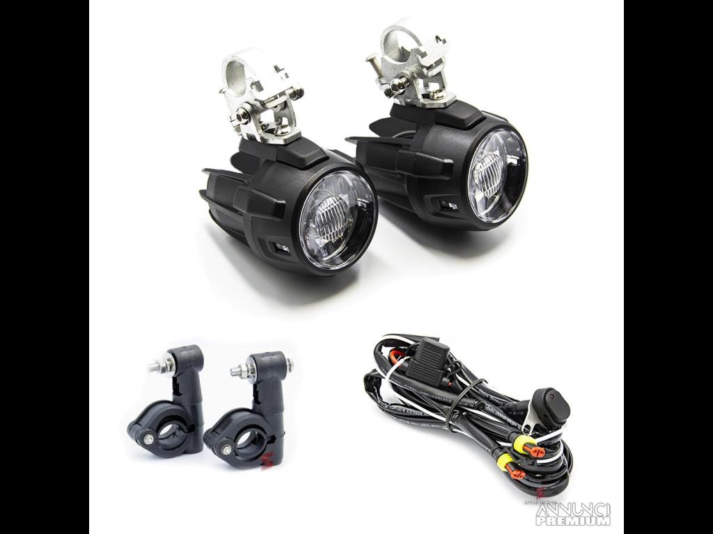 2 Fari moto led 40w + Cablaggio + Staffe Metallo - 1