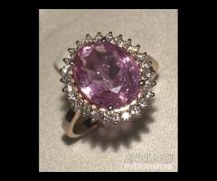 ANELLO ORO ROSA 18kt. DIAMANTI E ZAFFIRO ROSA 3,86 - 6