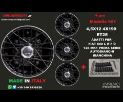 Cerchi RAY NERI 4,5x 12 4x190 fiat 500 l f r