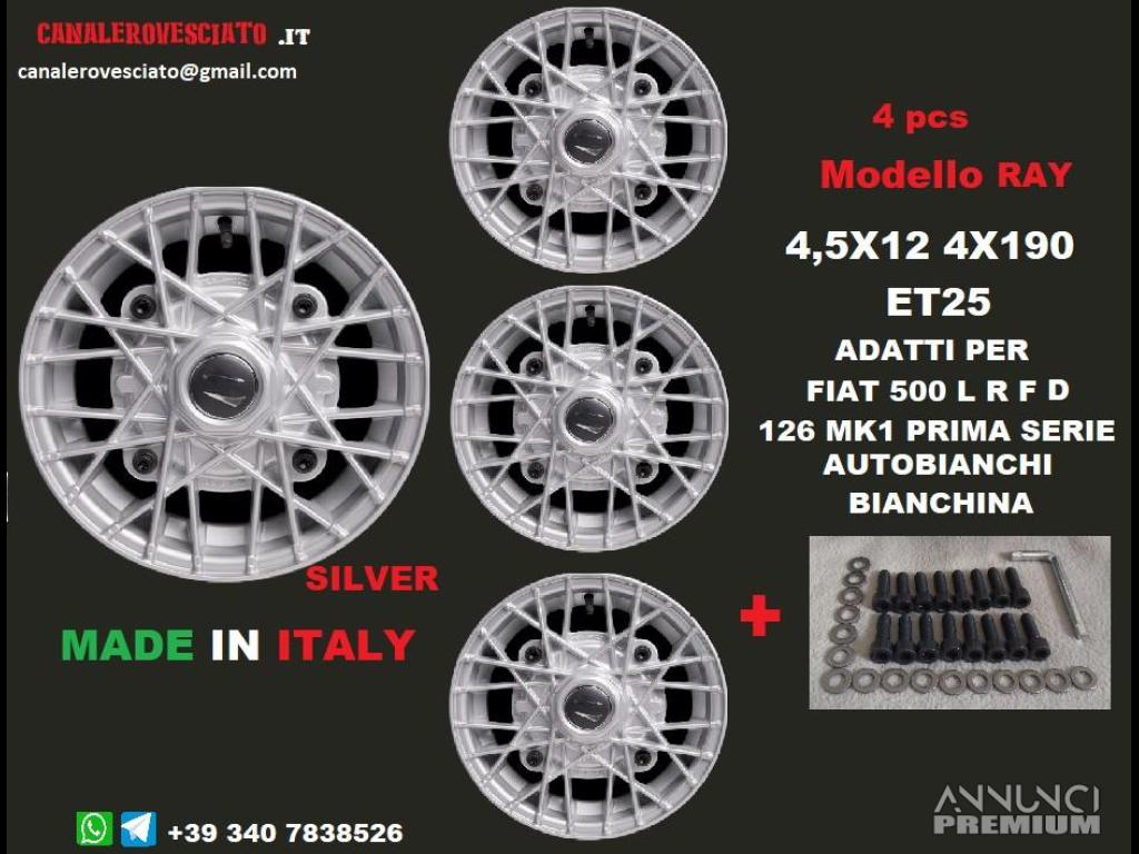 Cerchi RAY SILVER 4,5x12 4x190 fiat 500 l f r - 1