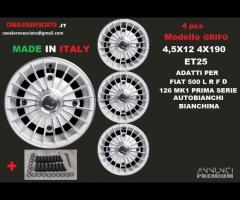 Cerchi grifo bianco 4,5x 12 4x190  fiat 500 l f r