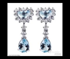 ORECCHINI ORO 18kt. CON DIAMANTI ED ACQUAMARINE