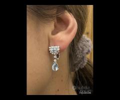 ORECCHINI ORO 18kt. CON DIAMANTI ED ACQUAMARINE