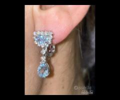 ORECCHINI ORO 18kt. CON DIAMANTI ED ACQUAMARINE