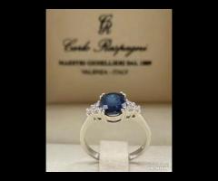 ANELLO ORO 18kt. DIAMANTI E ZAFFIRO BLU NATURALE