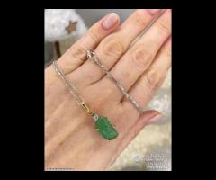 COLLANA ORO 18kt. DIAMANTE E SMERALDO INCISO 7,68