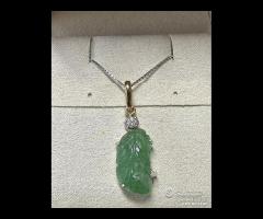 COLLANA ORO 18kt. DIAMANTE E SMERALDO INCISO 7,68