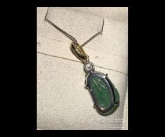 COLLANA ORO 18kt. DIAMANTE E SMERALDO INCISO 7,68