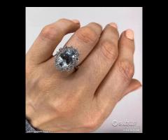 ANELLO ORO 18kt DIAMANTI ED ACQUAMARINA ct. 3,81
