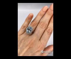 ANELLO ORO 18kt DIAMANTI ED ACQUAMARINA ct. 3,81
