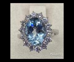 ANELLO ORO 18kt DIAMANTI ED ACQUAMARINA ct. 3,81