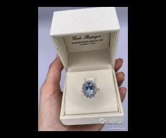 ANELLO ORO 18kt DIAMANTI ED ACQUAMARINA ct. 3,81