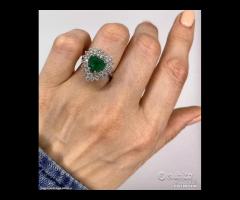 ANELLO CUORE ORO 18kt. DIAMANTI SMERALDO COLOMBIA
