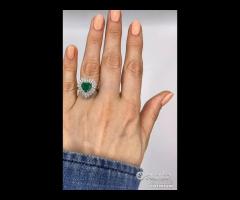 ANELLO CUORE ORO 18kt. DIAMANTI SMERALDO COLOMBIA