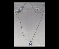 COLLANA ORO 18kt. DIAMANTI ED ACQUAMARINA OVALE