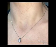 COLLANA ORO 18kt. DIAMANTI ED ACQUAMARINA OVALE
