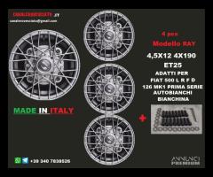 Cerchi RAY crome 4,5x12 4x190 fiat 500 l f r