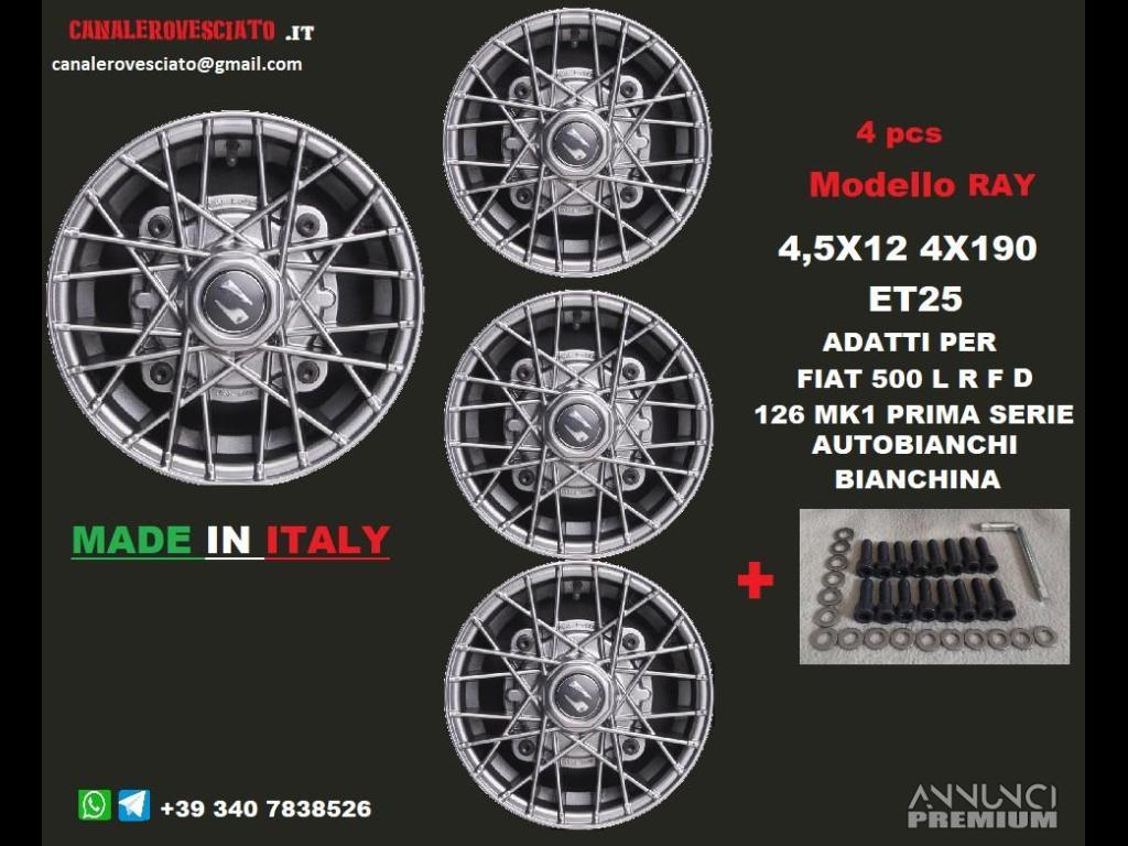 Cerchi RAY crome 4,5x12 4x190 fiat 500 l f r - 1