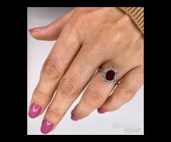 ANELLO ORO 18kt. DIAMANTI E RUBINO NATURALE CERT.