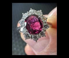 ANELLO ORO 18kt. DIAMANTI E RUBINO NATURALE CERT. - 7