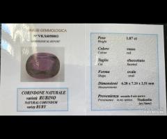 ANELLO ORO 18kt. DIAMANTI E RUBINO NATURALE CERT. - 8