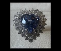 ANELLO CUORE ORO 18kt. DIAMANTI E ZAFFIRO CUORE