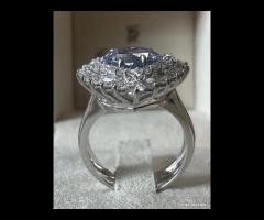 ANELLO CUORE ORO 18kt. DIAMANTI E ZAFFIRO CUORE