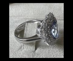 ANELLO CUORE ORO 18kt. DIAMANTI E ZAFFIRO CUORE