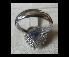 ANELLO CUORE ORO 18kt. DIAMANTI E ZAFFIRO CUORE