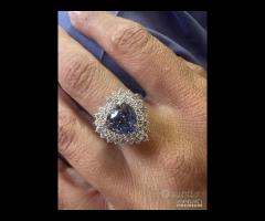 ANELLO CUORE ORO 18kt. DIAMANTI E ZAFFIRO CUORE - 8