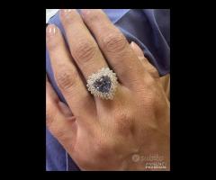 ANELLO CUORE ORO 18kt. DIAMANTI E ZAFFIRO CUORE - 9